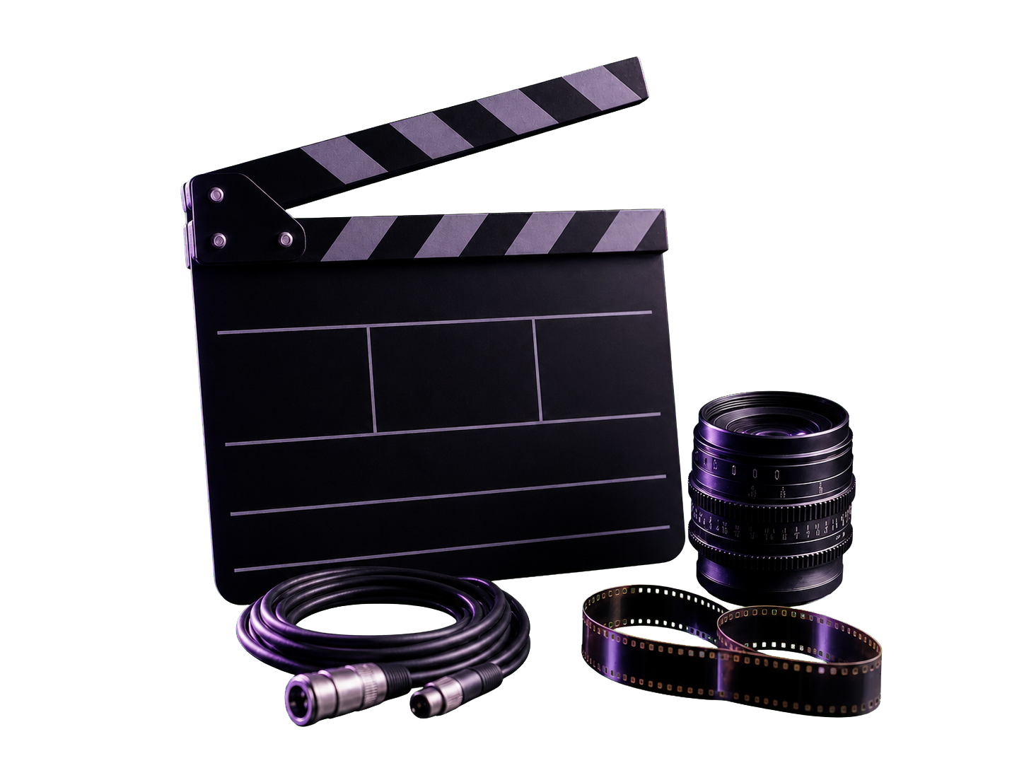 Professional film clapperboard and camera accessories