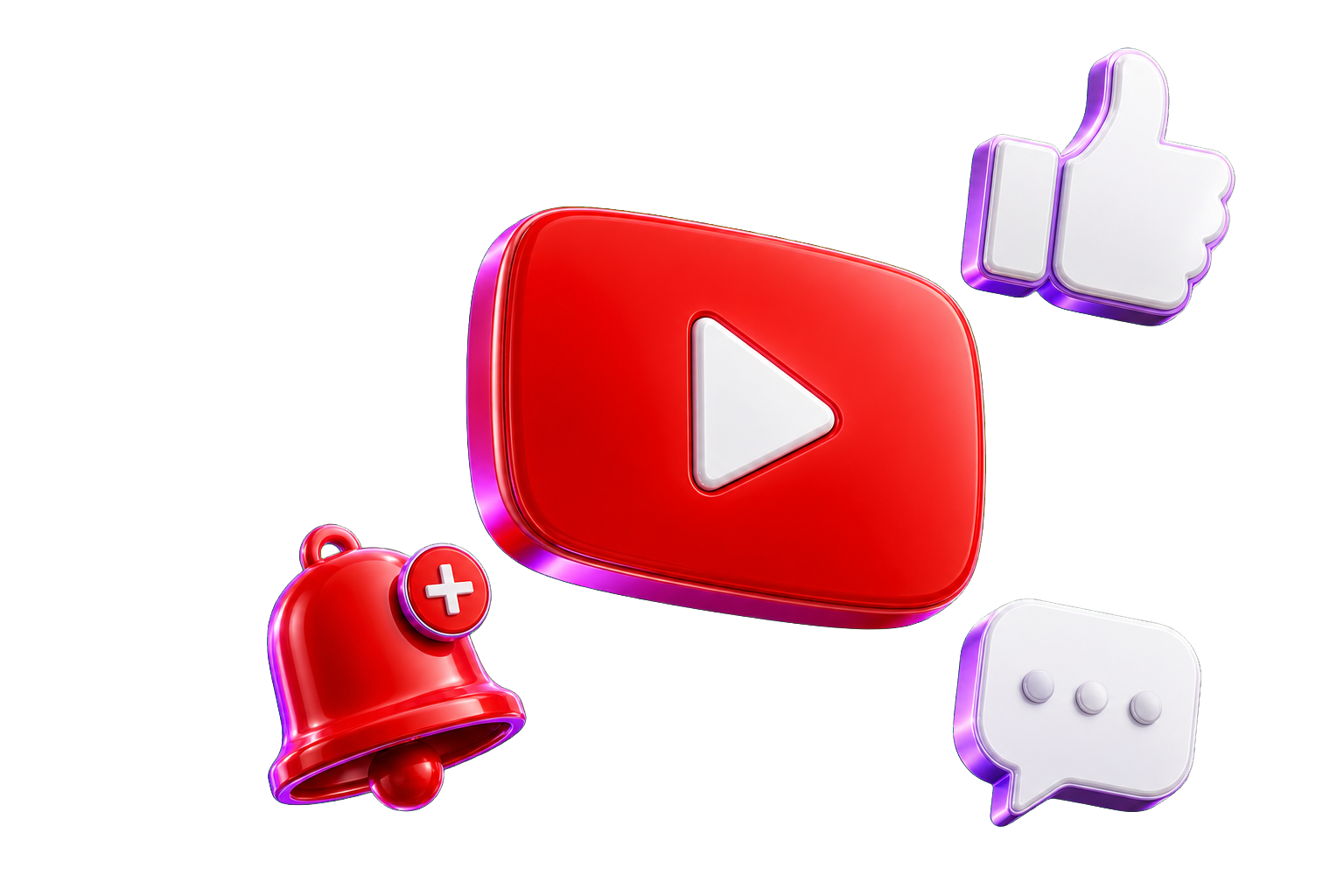 YouTube, like, subscribe and comment icons